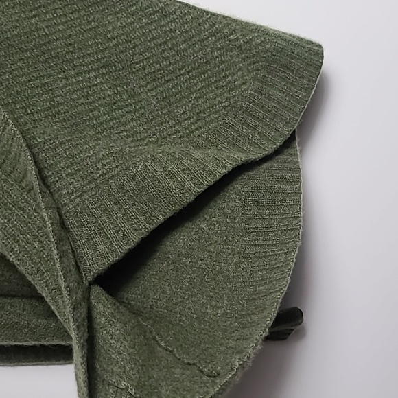 SAKS FIFTH AVENUE 100% Cashmere Wrap Hem Mock Neck Green Sweater Size Medium - Picture 6 of 16